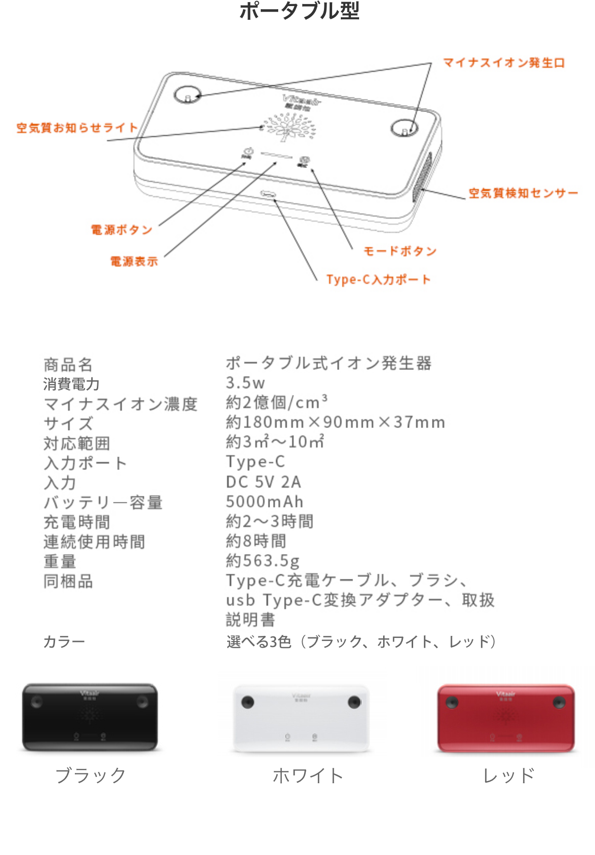 ポータブル型 スペック